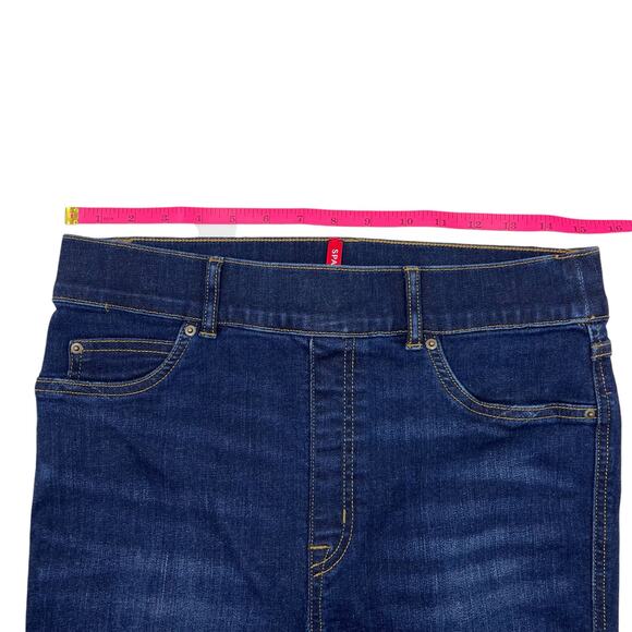 Spanx Womens Step Hem Kick Flare Raw Hem Jeans in Midnight Sz M Tall - Picture 11 of 11
